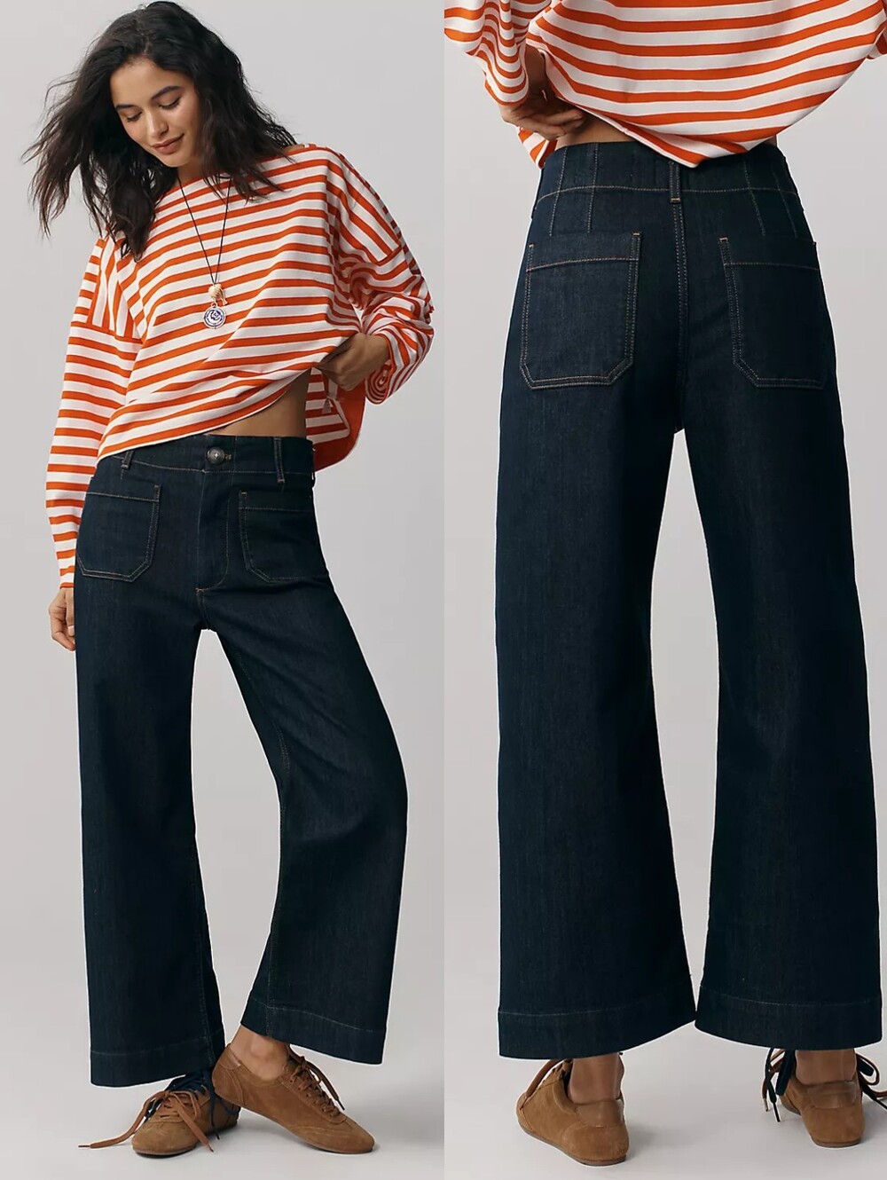 Maeve Colette High Rise Wide Leg Cropped Jeans